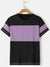 NXT Crew Neck Single Jersey Tee Shirt For Men-Black Faded & Purple Panel-BE3063