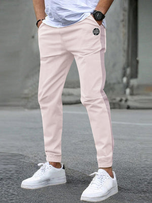 NXT Fleece Jogger Sweatpant For Men-Light Pink with Panel-BE2661