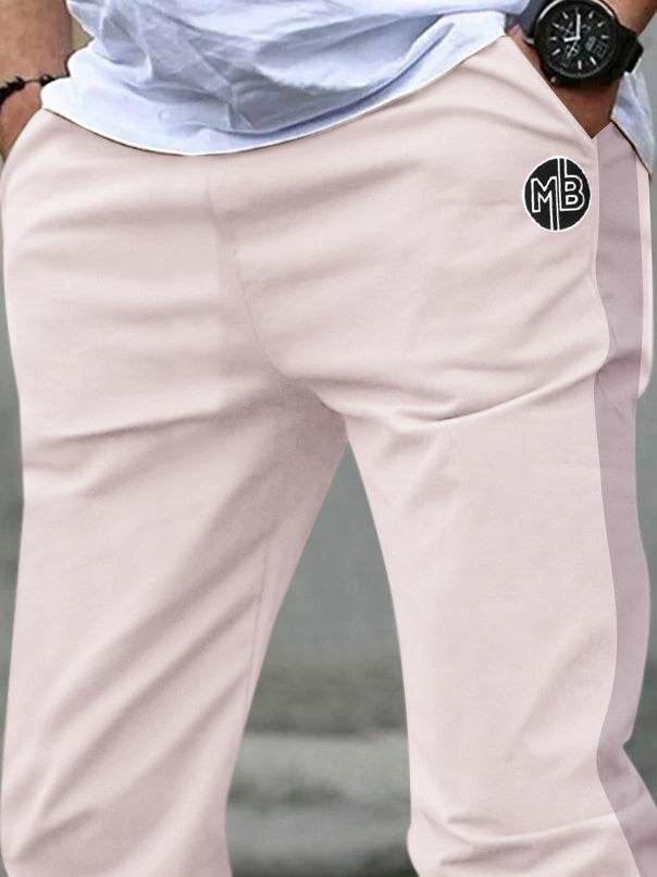 NXT Fleece Jogger Sweatpant For Men-Light Pink with Panel-BE2661