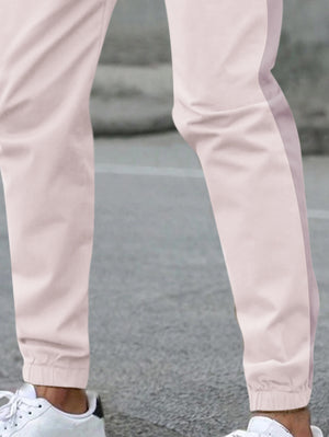 NXT Fleece Jogger Sweatpant For Men-Light Pink with Panel-BE2661