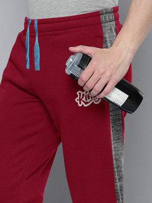 NXT Fleece Jogger Sweatpant For Men-Red with Grey Melange Panel-BE2708