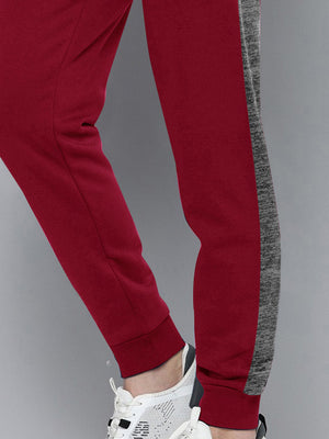 NXT Fleece Jogger Sweatpant For Men-Red with Grey Melange Panel-BE2708