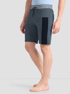 NXT Fleece Short For Men-Slate Grey with Navy Panel-BE2987