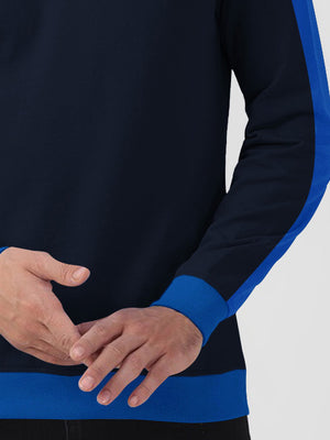 NXT Fleece Sweatshirt For Men-Navy with Blue Panels-BE2740