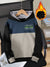 NXT Inner Hood Fur Fleece Pullover Hoodie For Kids-Wheat with Black & Blue Panels-BE2423/BR14481