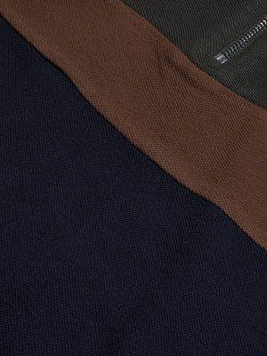 NXT Long Sleeve Polo Shirt For Men-Navy with Green & Brown-BE1048