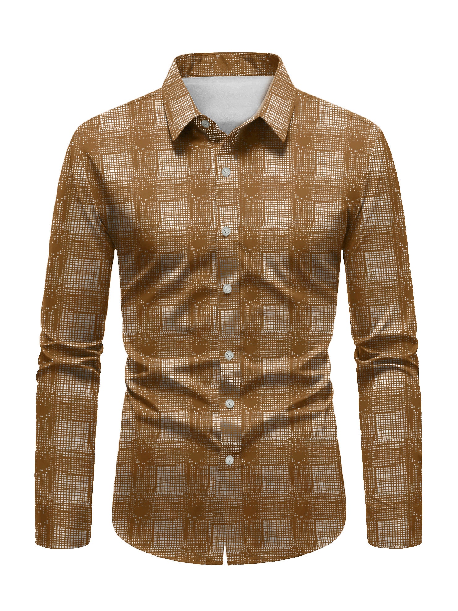 NXT Premium Slim Fit Casual Shirt For Men-Golden with Allover Check-BE919