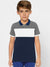 NXT Summer P.Q Polo Shirt For Kids-Navy with White & Grey Melange Panel-BE942