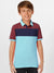 NXT Summer P.Q Polo Shirt For Kids-Sky with Navy & Brown-BE939/BR13186