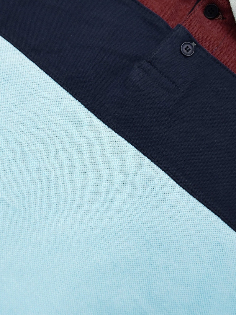 NXT Summer P.Q Polo Shirt For Kids-Sky with Navy & Brown-BE939/BR13186