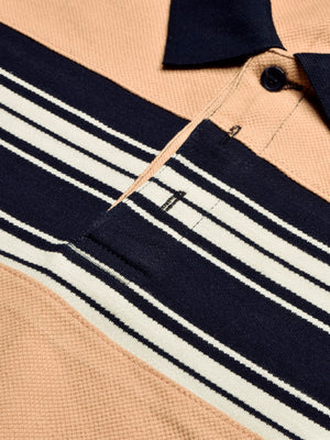 NXT Summer Polo Shirt For Men-Base Skin with Navy & White Stripe-BE721/BR12973