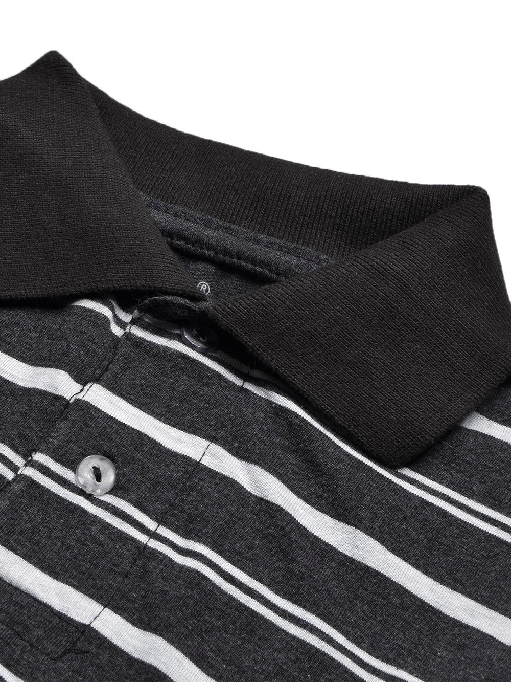 NXT Summer Polo Shirt For Men-Charcoal Melange with White Stripe-BE893