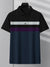 NXT Summer Polo Shirt For Men-Dark Navy With Black & Purple Stripe-BE693/BR12946