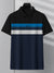 NXT Summer Polo Shirt For Men-Dark Navy With Black & White Stripe-BE707/BR12960