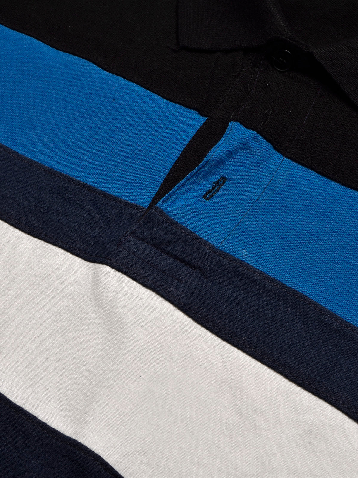 NXT Summer Polo Shirt For Men-Dark Navy With Black & White Stripe-BE707/BR12960