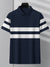 NXT Summer Polo Shirt For Men-Dark Navy With White Stripe-BE701