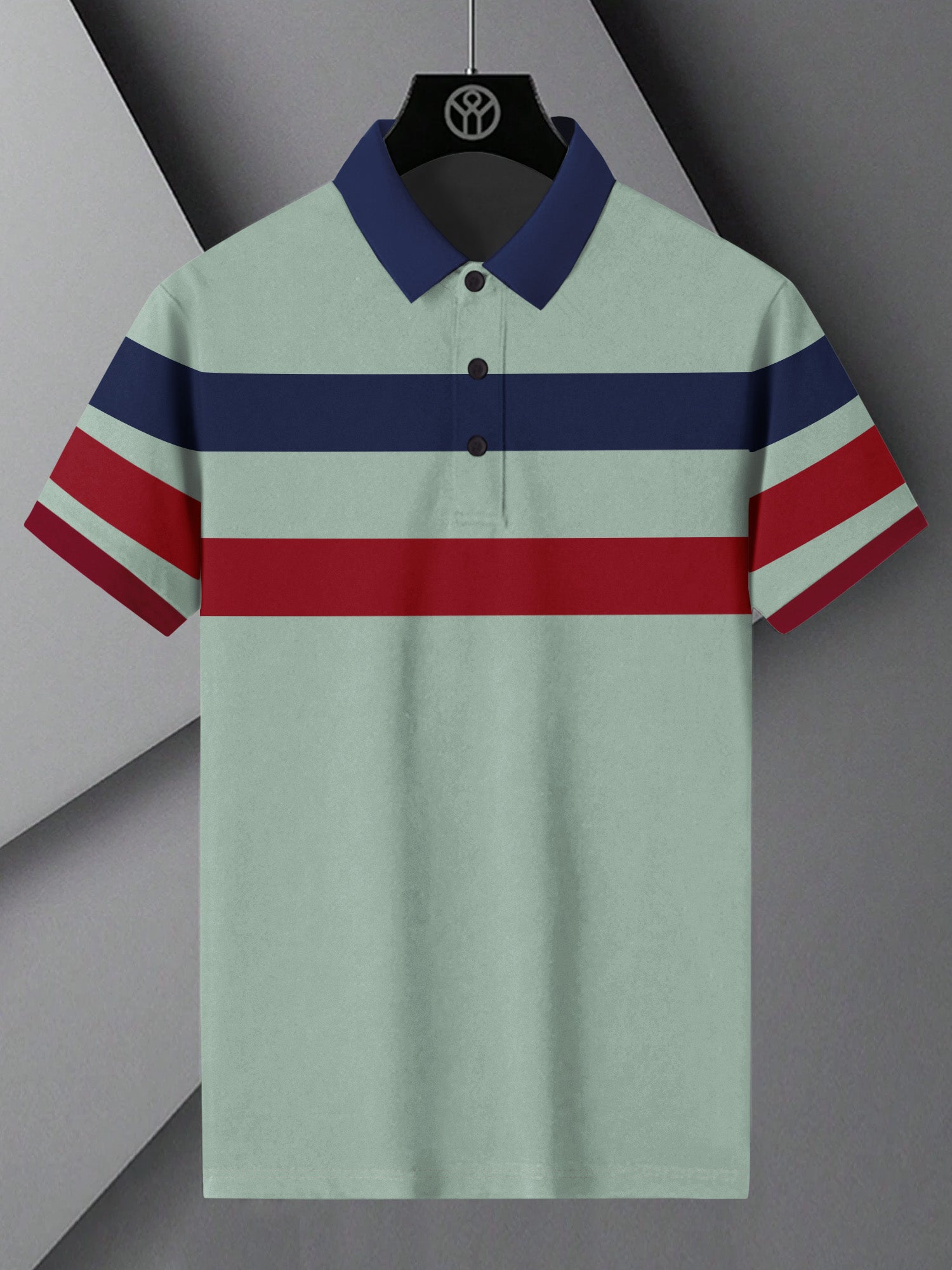 NXT Summer Polo Shirt For Men-Green with Red & Navy-BE823/BR13063