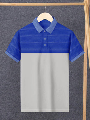 NXT Summer Polo Shirt For Men Grey with Blue Lining BE813 BR13054 S BrandsEgo