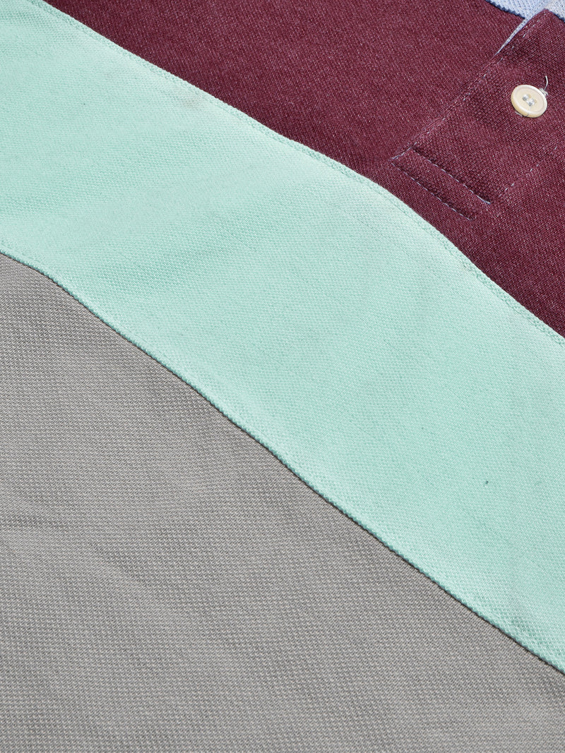 NXT Summer Polo Shirt For Men-Grey with Green & Maroon Stripe-BE710/BR12963