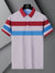 NXT Summer Polo Shirt For Men-Light Purple Melange with Red & Sky Stripe-BE741/BR12991