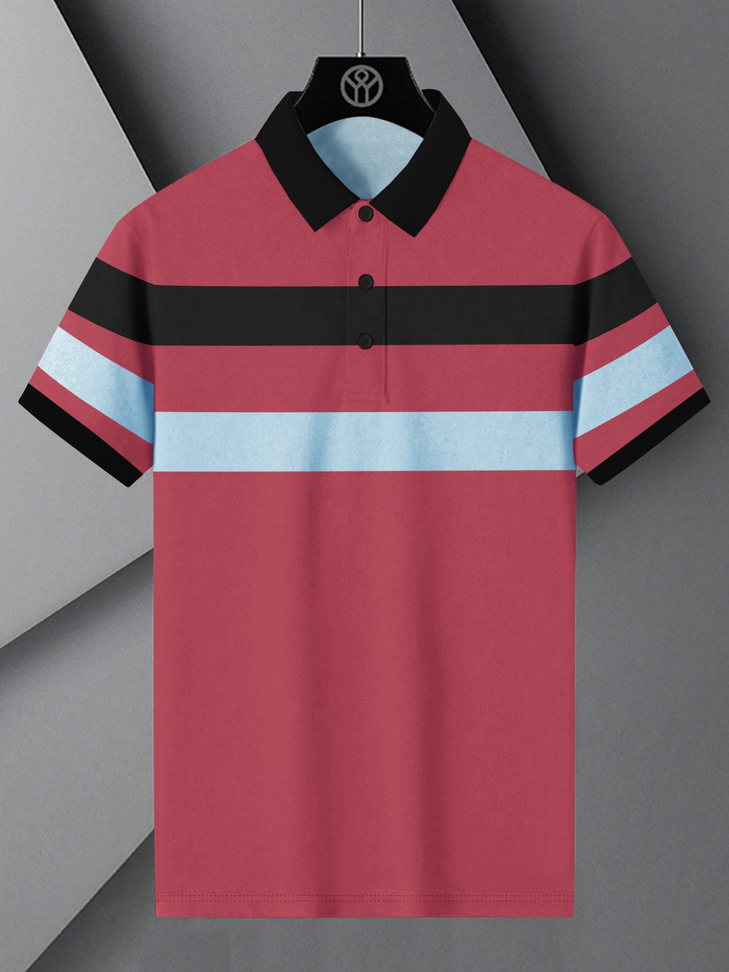 NXT Summer Polo Shirt For Men-Pink with Sky & Black-BE806/BR13048