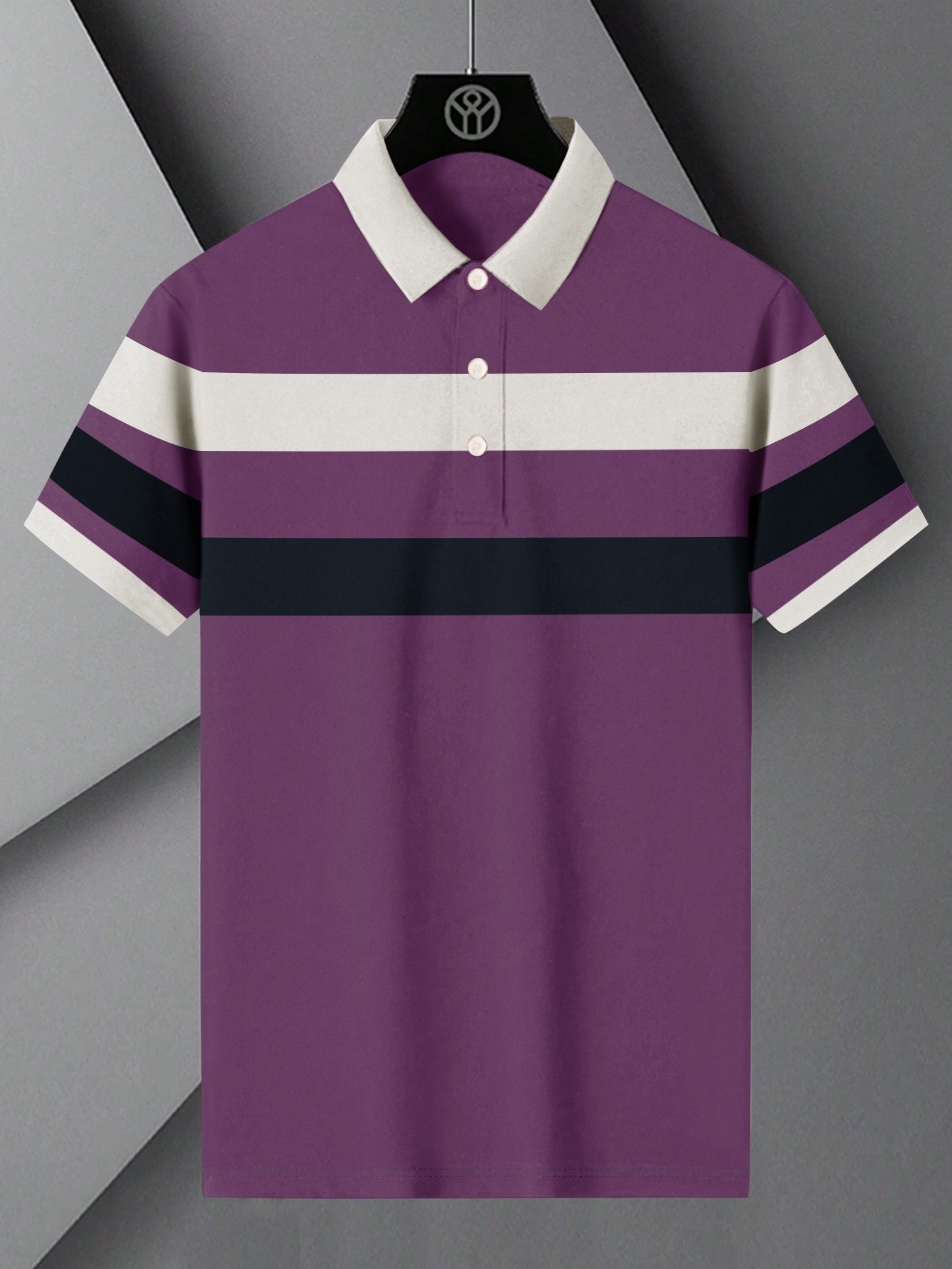 NXT Summer Polo Shirt For Men-Purple with Navy & White Stripe-BE723/BR12975