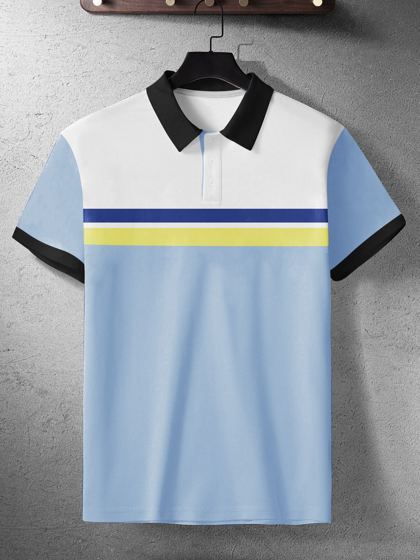 NXT Summer Polo Shirt For Men-Sky With White  Stripes-BE3230