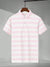 NXT Summer Single Jersey Polo Shirt For Men-White with Pink Stripe-BE1798