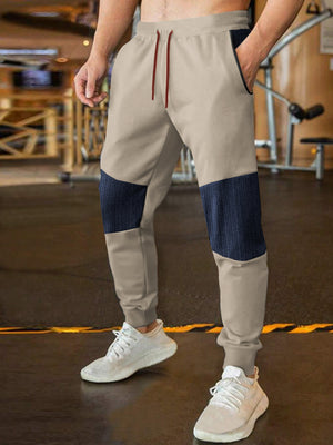 NXT Terry Fleece Jogger Sweatpant For Men-Skin with Navy Melange Panel-BE2556