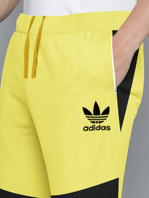 NXT Terry Fleece Jogger Sweatpant For Men-Yellow with Black Panel-BE2678