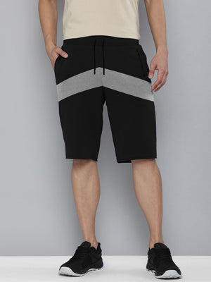 NXT Terry Fleece Short For Men-Black with Grey Panels-BE2765/BR14664