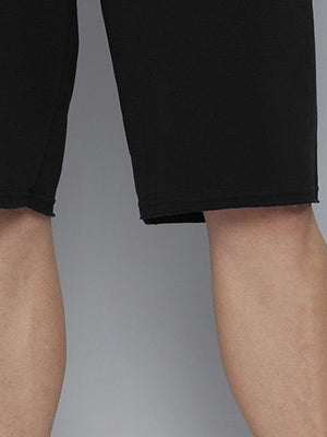 NXT Terry Fleece Short For Men-Black with Grey Panels-BE2765/BR14664