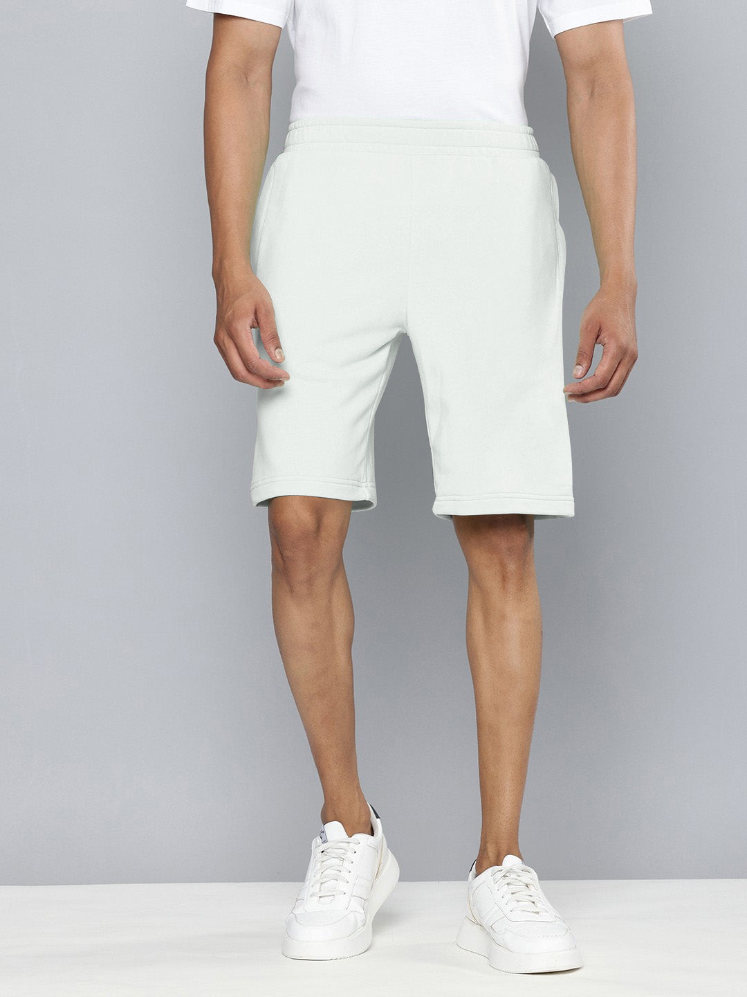 NXT Terry Fleece Faded Short For Men-Smoke White-BE2781