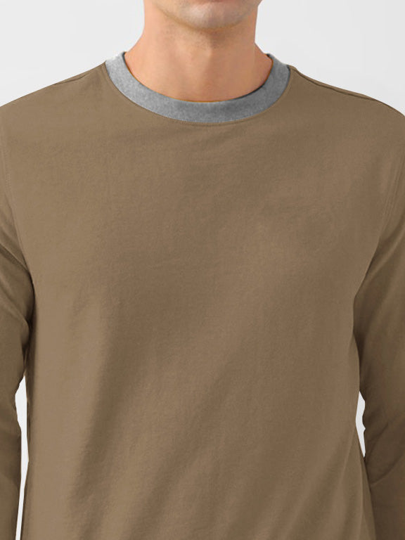 NXT Terry Fleece Sweatshirt For Men-Camel & Grey-BE2747