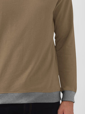 NXT Terry Fleece Sweatshirt For Men-Camel & Grey-BE2747