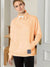 NYC Polo Terry Fleece Cowl Neck Hoodie For Ladies-Light Peach-BE13733 Nyc Polo