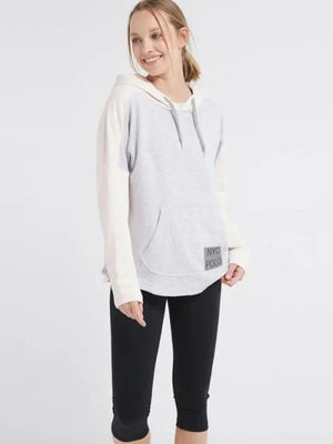 NYC Polo Terry Fleece Essential Pullover Hoodie For Ladies Skin with Grey Melange-SP421