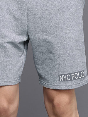 NYC Polo Terry Fleece Short For Men-Grey Melange-BE2767