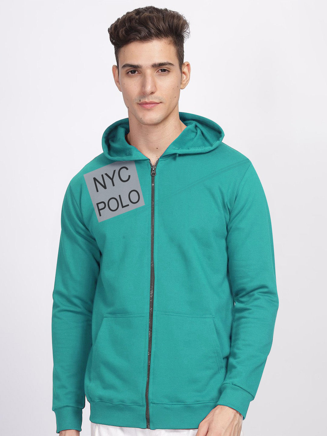 Nyc Polo Terry Fleece Zipper Hoodie For Men-Ferrozi-BE2774