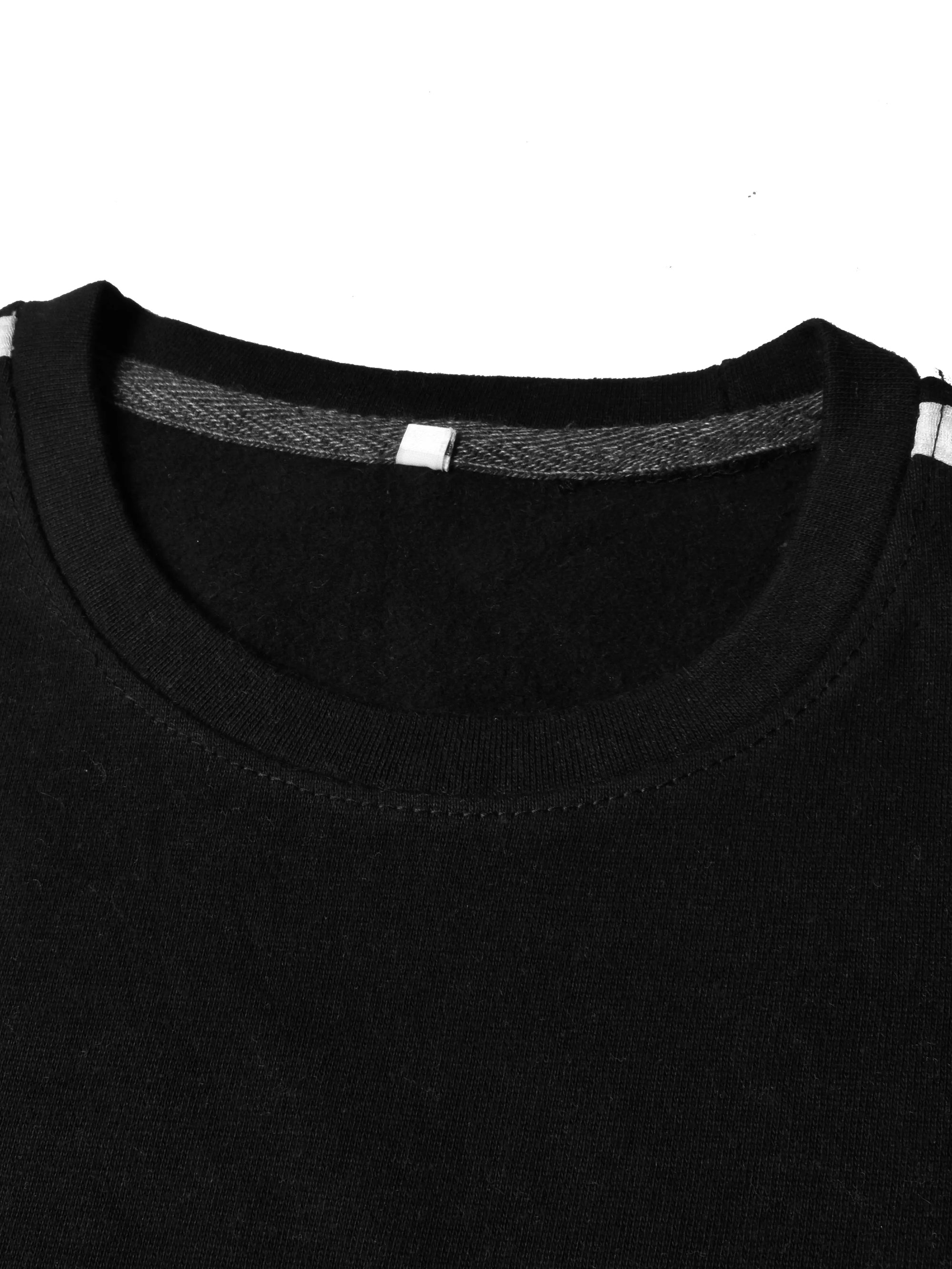 Next Fleece Crew Neck Sweatshirt For Men Black With Panels-SP73