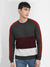 Premium Quality Crew Neck Fleece Sweatshirt For Men-Dark Grey With Maroon & Grey Panels-BE18
