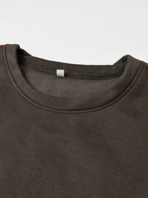 Next Fleece Crew Neck Sweatshirt For Men-Light Brown With Panels-SP7908 Next