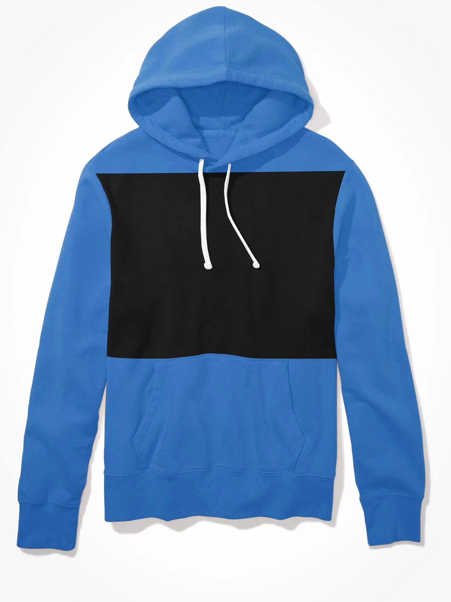 Next Fleece Pullover Hoodie For Men-Blue with Black Panel-BE186