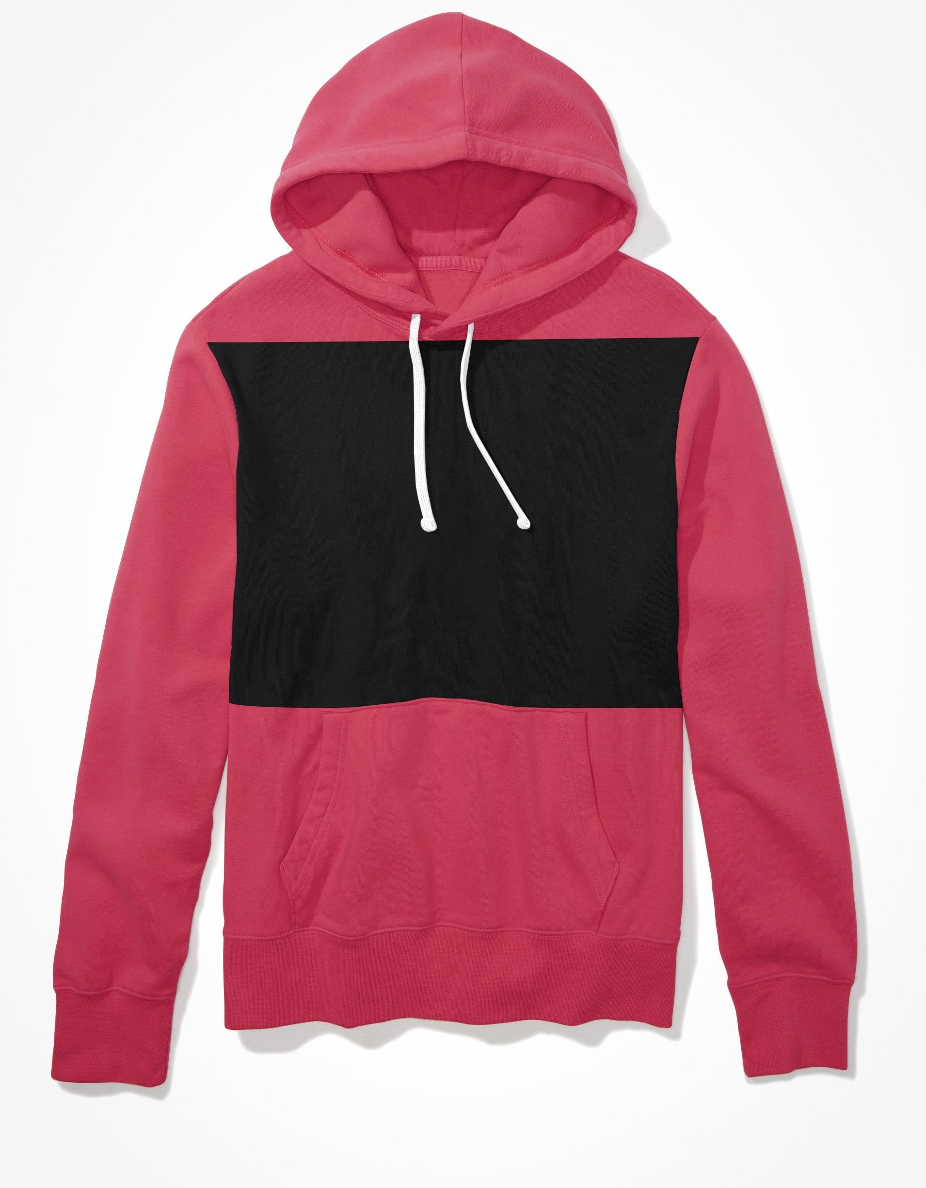Next Fleece Pullover Hoodie For Men-Pink with Black Panel-BE188
