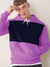 Next Fleece Pullover Hoodie For Men-Magenta With Navy Panel-SP392
