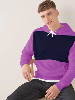 Next Fleece Pullover Hoodie For Men-Magenta With Navy Panel-SP392