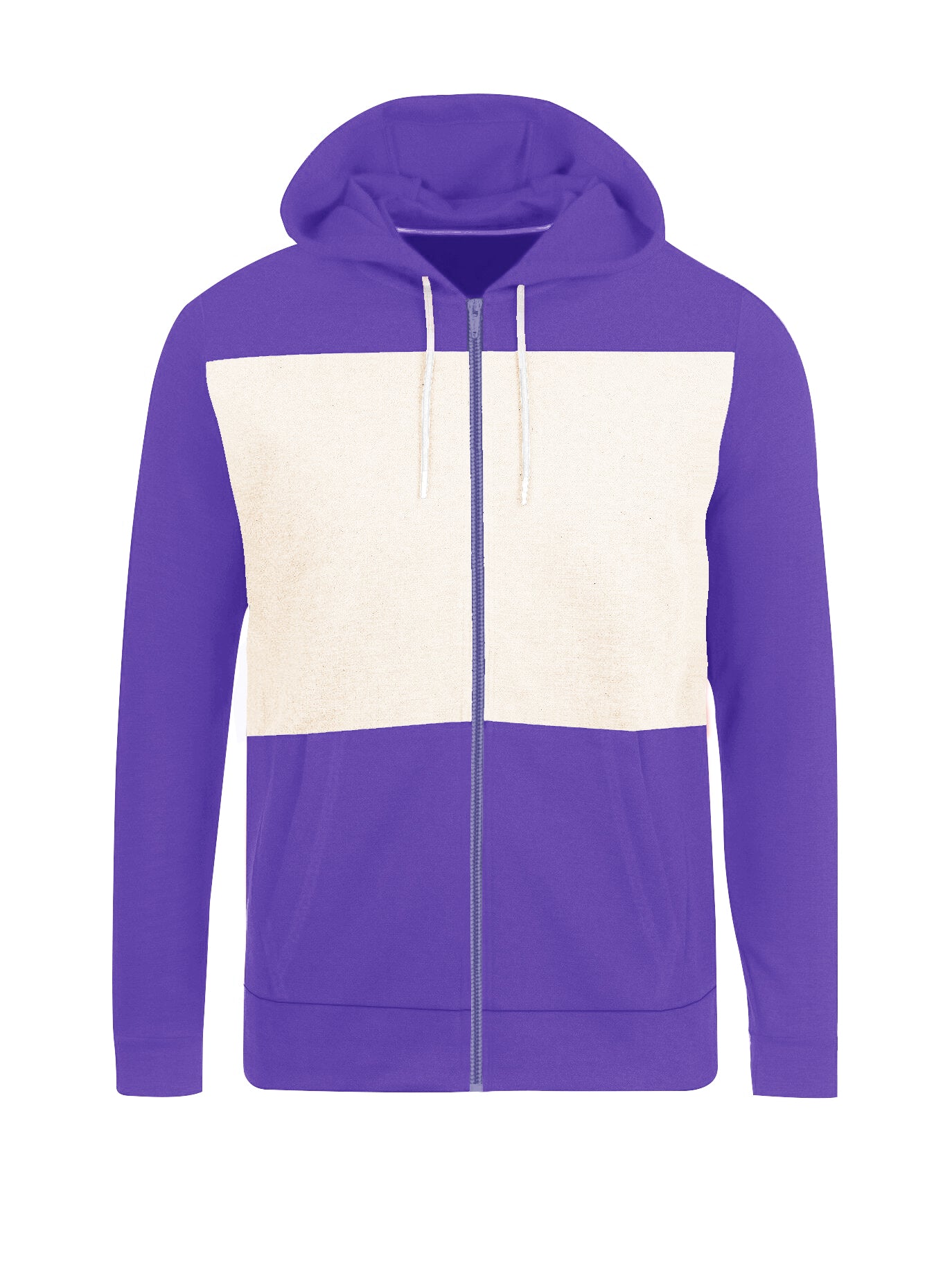 Nyc Polo Fleece Zipper Hoodie For Men-Purple with Panel-SP697