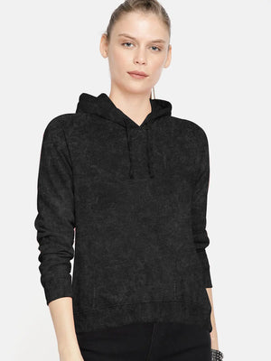 Next Terry Fleece Pullover Hoodie For Ladies Black Faded-SP415