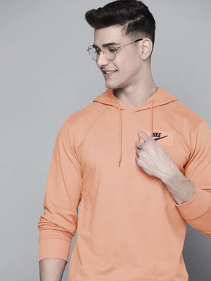 Nk Terry Fleece Long Length Pullover Hoodie For Men Peach-SP404