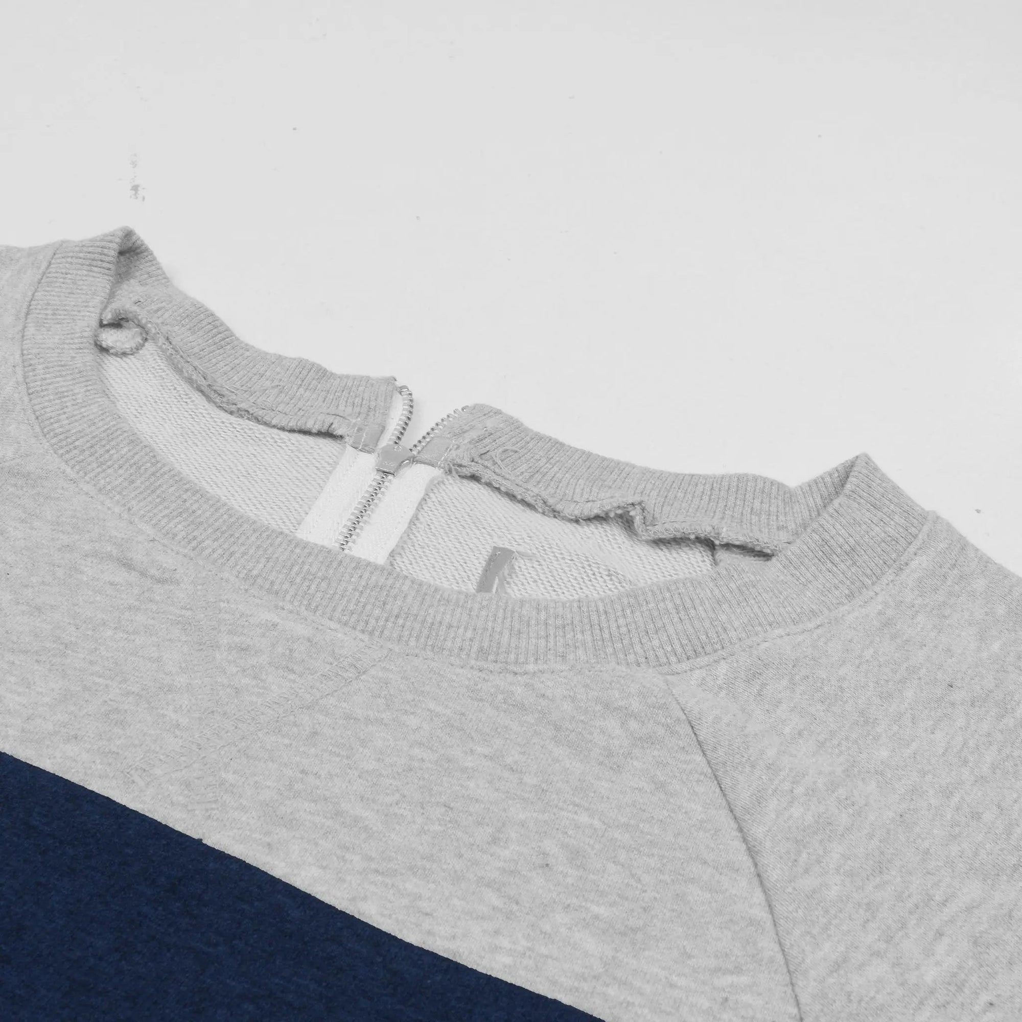 Next Terry Fleece Raglan Sleeve Sweatshirt For Women-Grey Melange & Blue Panel-SP7249 Next